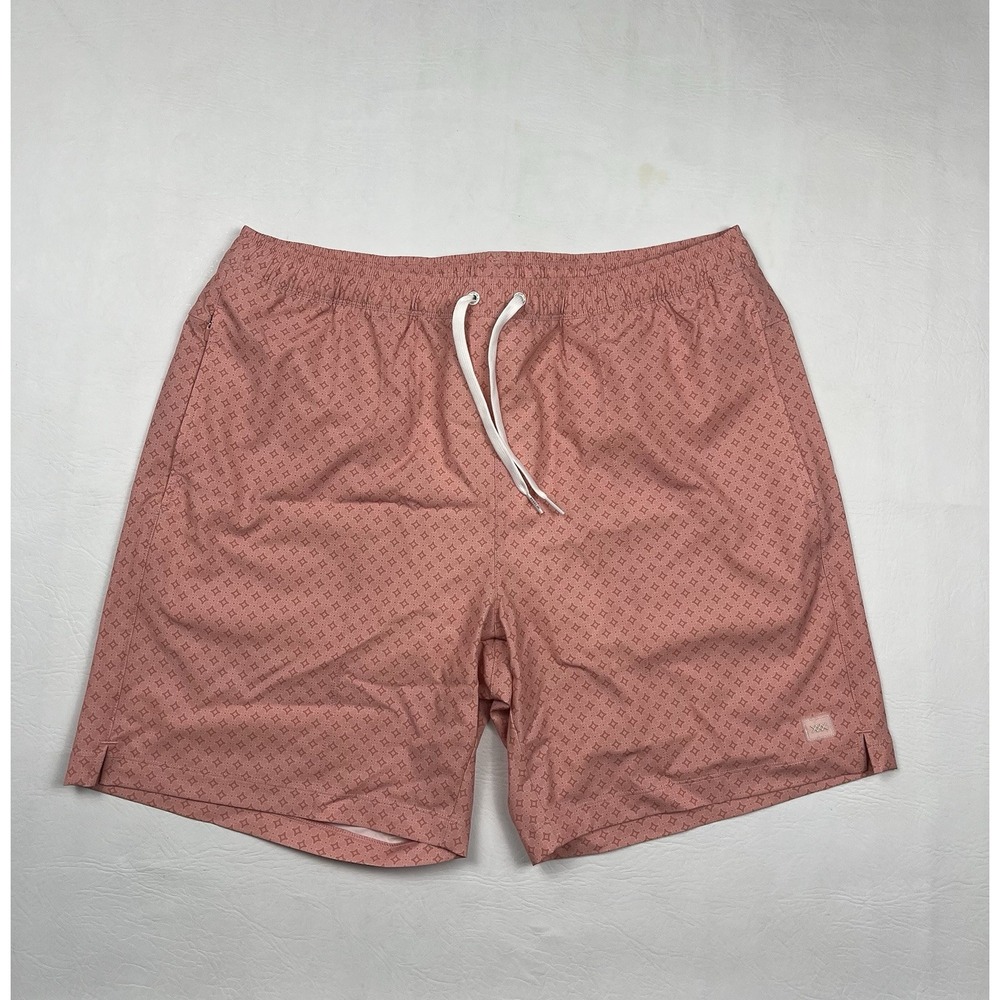 Rhone R&R Swim Trunks Mens XL Pink Rose Geometric 7.5" Shorts 102011